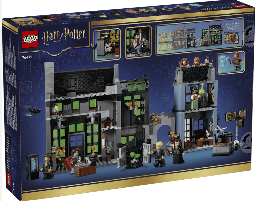 Lego Harry Potter Bauset mit Figuren und Gebäuden.