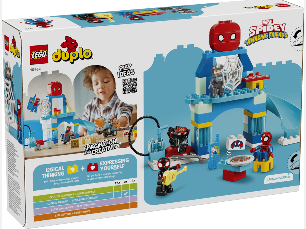 Lego Duplo Spidey-Spielset mit Figuren, Rutsche und vielen Bausteinen.