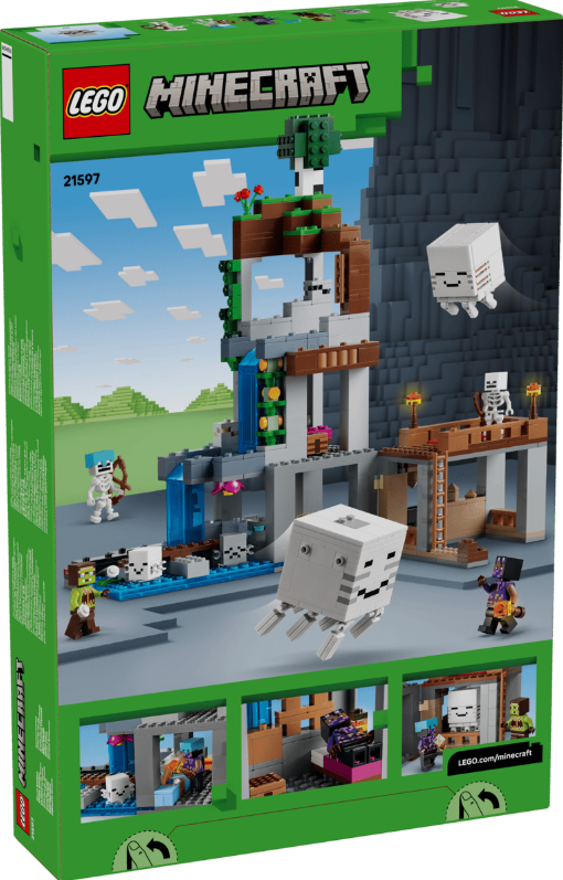 Lego Minecraft-Set mit einer Festung, Wasserfall, Geistern und Charakteren.