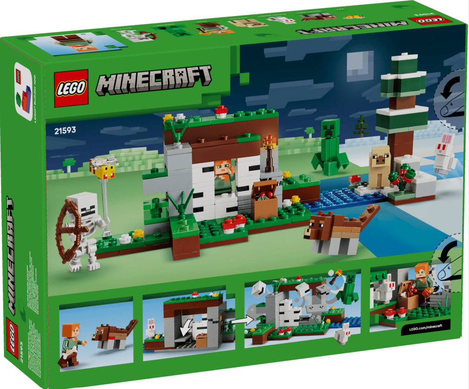 LEGO Minecraft Set mit Skelett, Creeper, Wolf und Haus.