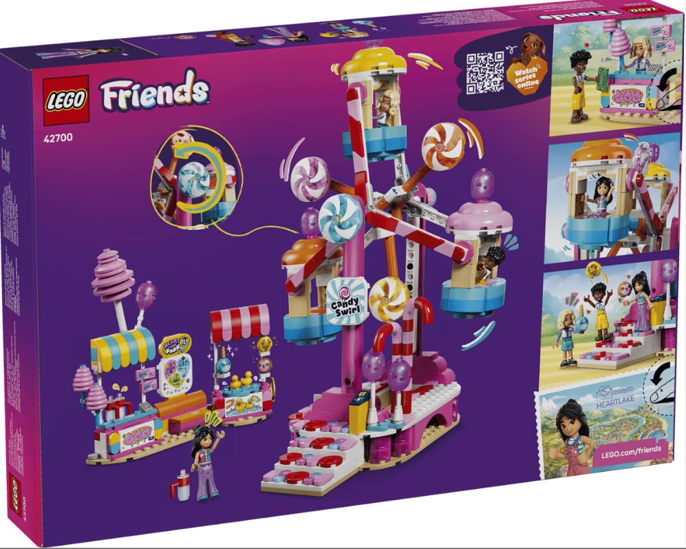 Lego Friends Karussell Spielzeug mit Zuckerstangen und Süßigkeiten.