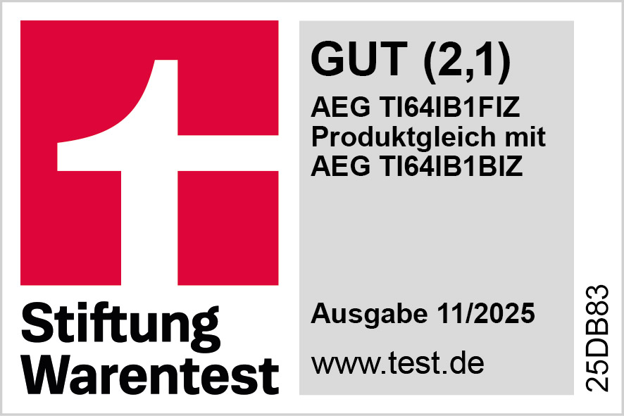 Stiftung Warentest mit GUT (2,1) Siegel für AEG TI641B1FIZ.