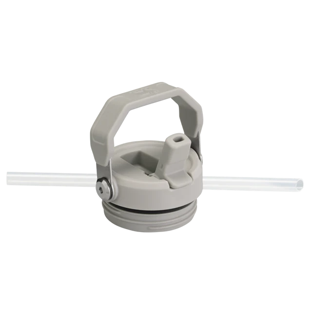 Saplı ve pipetli gri şişe kapağı.