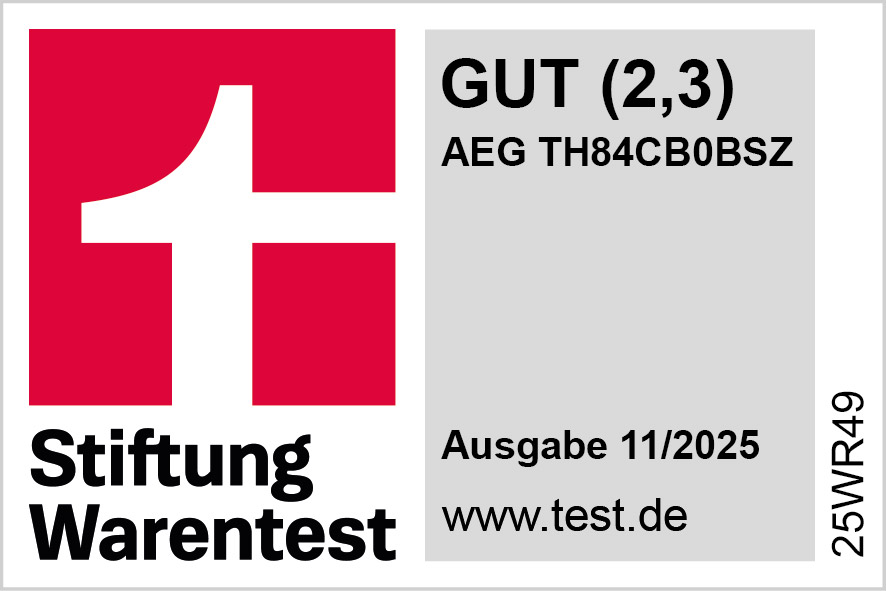 Stiftung Warentest Siegel mit GUT (2,3) für AEG TH84CB0BSZ.