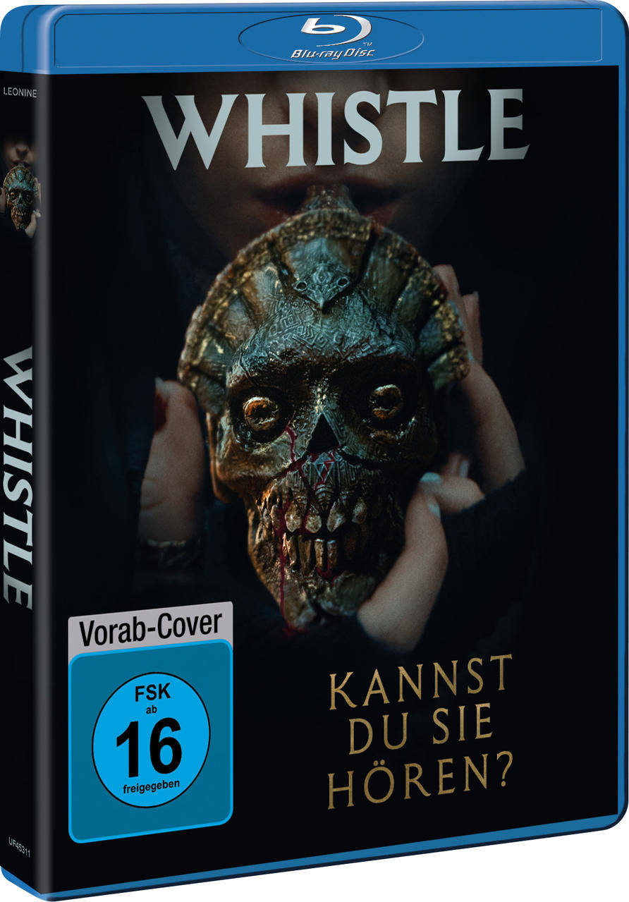 Blu-ray Cover: "WHISTLE" mit Totenkopfmaske und FSK 16 Siegel.
