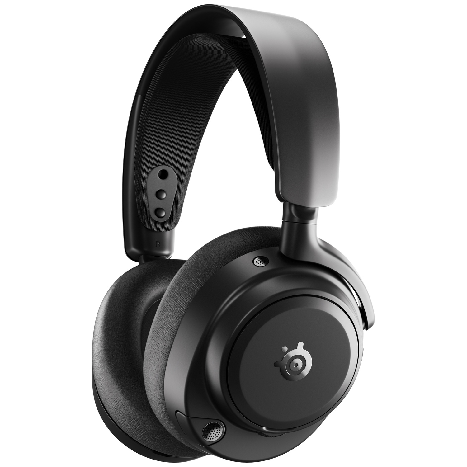 Casque circum-auriculaire noir avec arceau et écouteurs rembourrés.