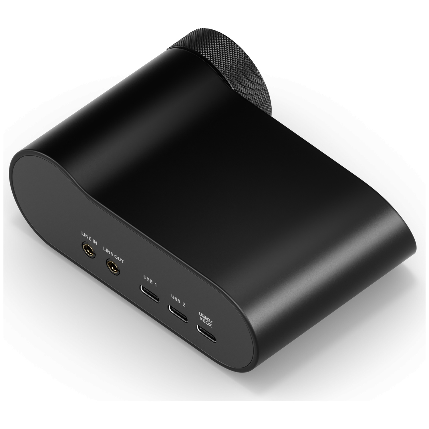 Appareil audio noir avec ports : Line In, Line Out, USB 1, 2, 3/XBOX.