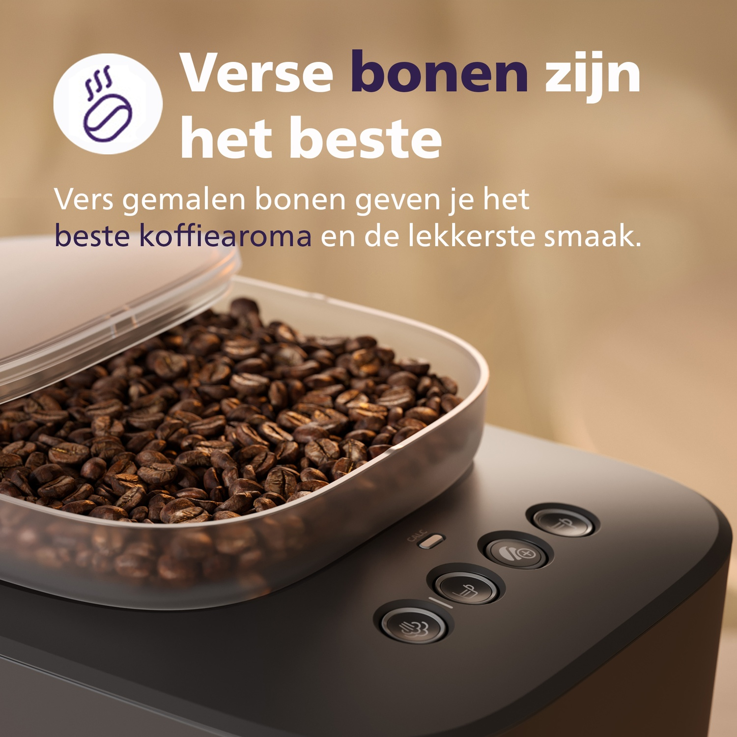 Verse bonen zijn het beste. Versgemalen bonen geven het beste koffiearoma.