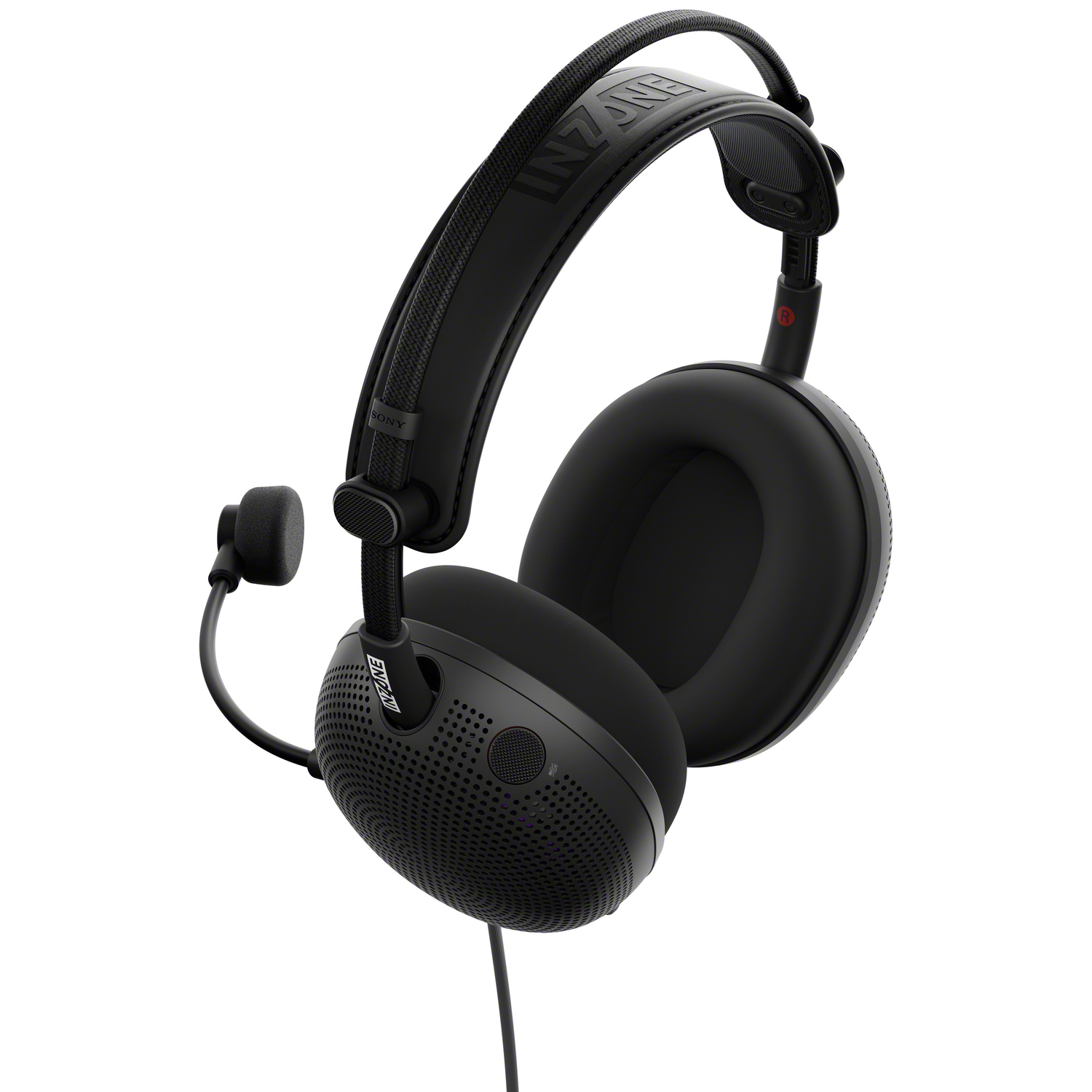 Zwarte over-ear koptelefoon met microfoon en gewatteerde hoofdband.