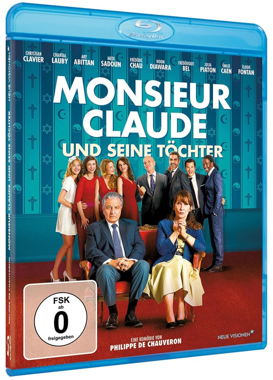 Filmplakat: "Monsieur Claude und seine Töchter" mit Schauspielern und Titel.