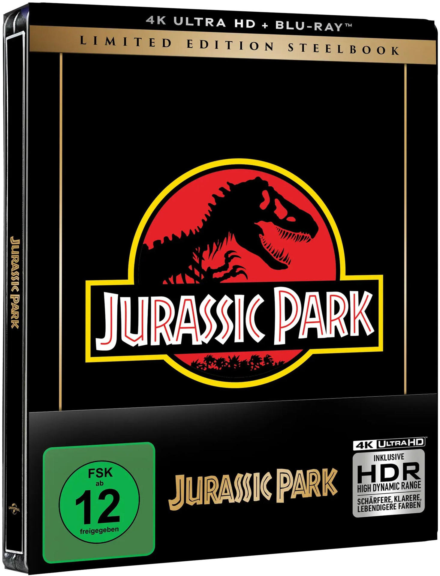 Jurassic Park 4K Limited Edition Steelbook mit FSK 12 Freigabe.