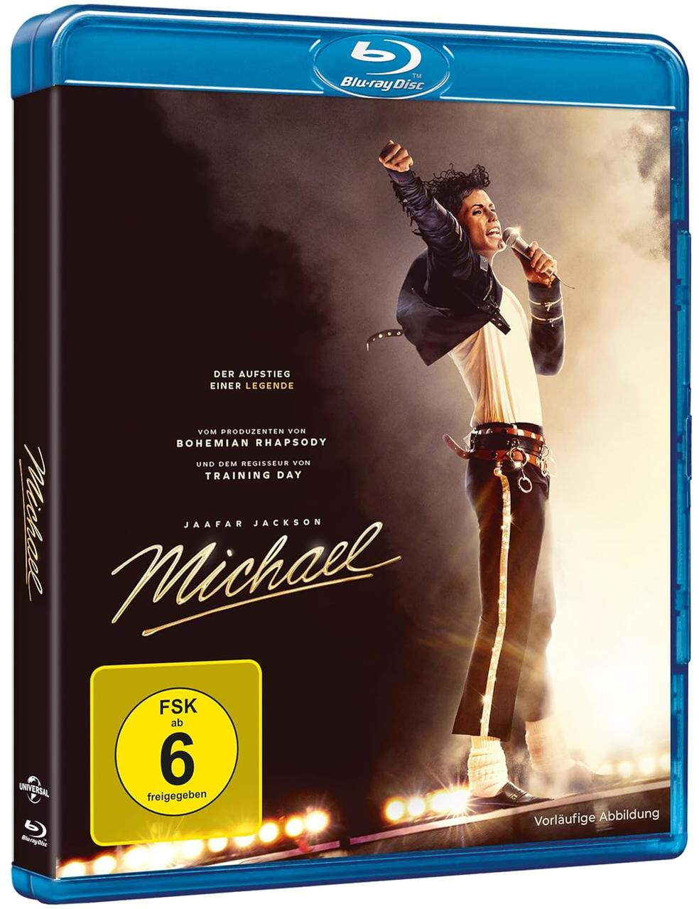 Blu-ray Cover: Jaafar Jackson als Michael Jackson singt ins Mikrofon.
