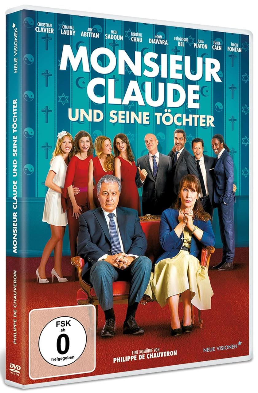 Filmplakat: Familie sitzt auf einem roten Teppich, Titel oben.