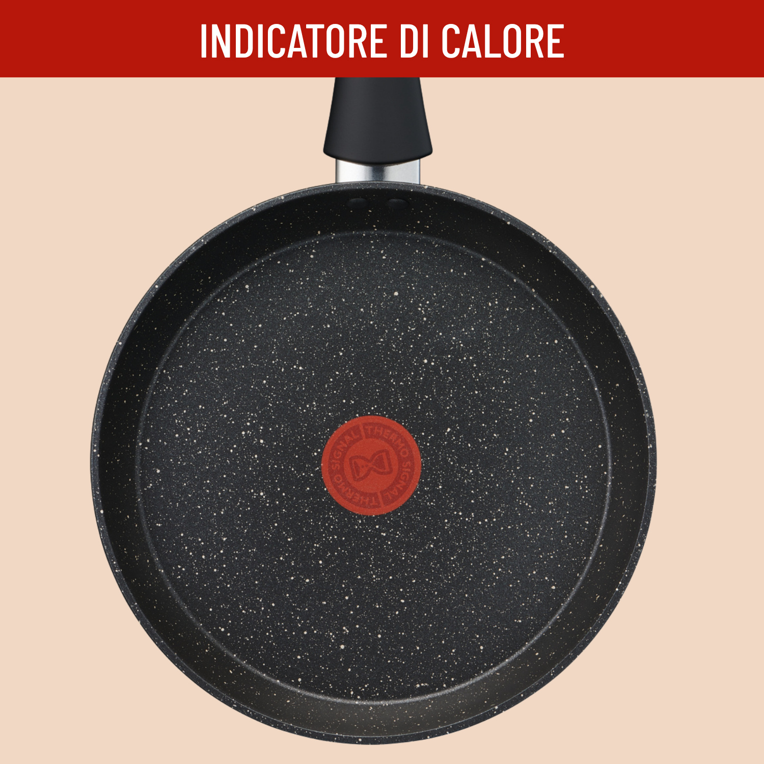 Padella nera con indicatore Thermo-Signal ed effetto granito.