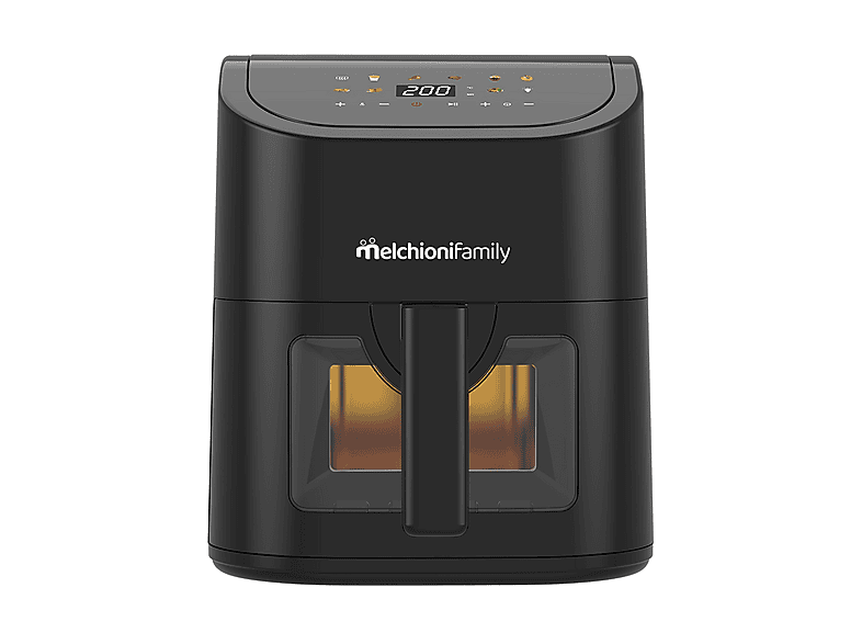 MELCHIONI FAMILY Emma NEW FRIGGITRICE AD ARIA, capacità 5 l, Max potenza 1500 W, 8 programmi, da 80 °C a 200 °C, Nero / Plastica