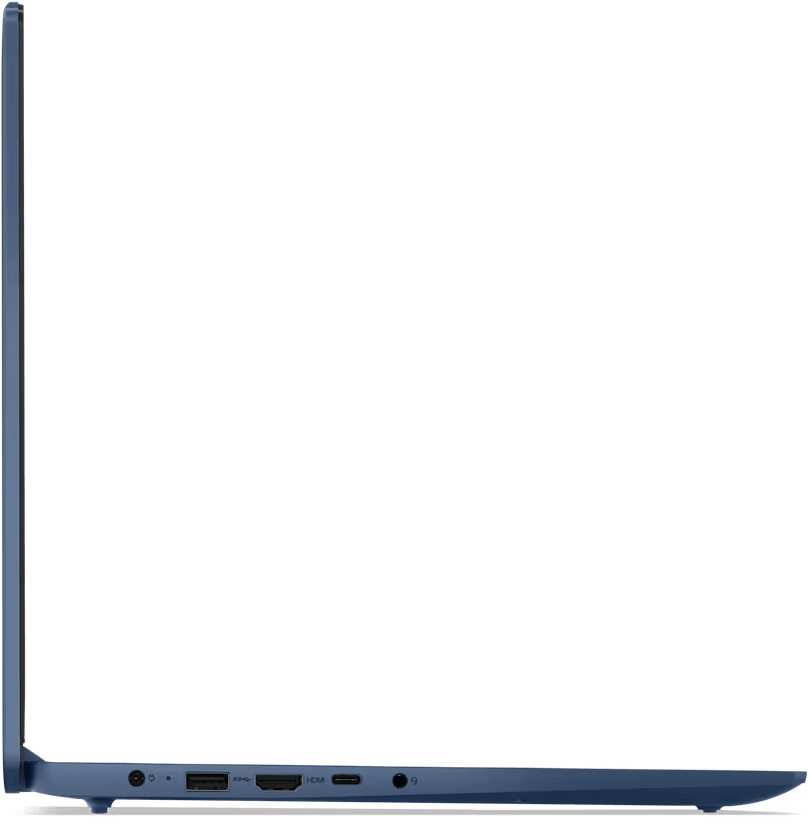 Kék laptop oldala portokkal: USB-A, HDMI, USB-C, fejhallgató.