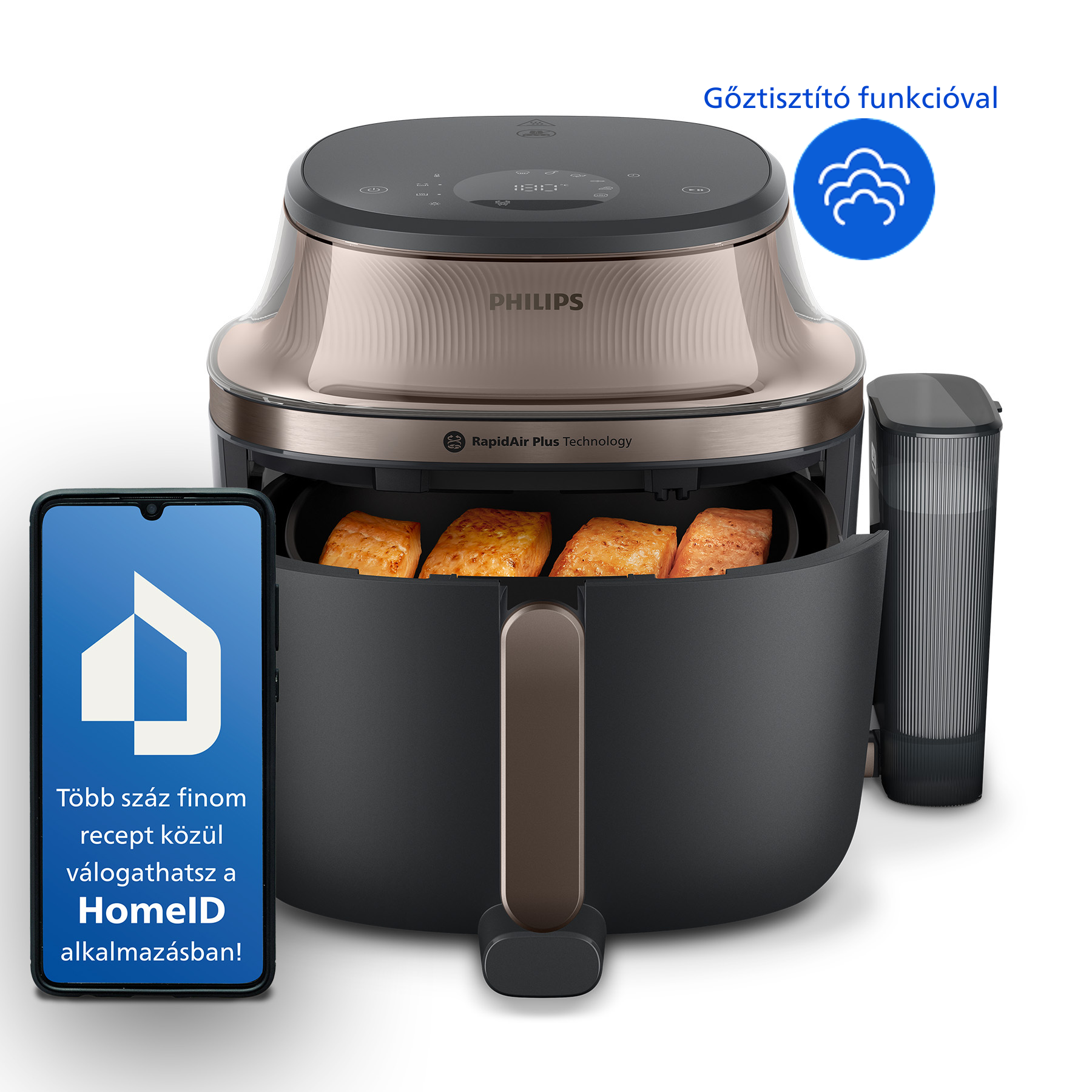 PHILIPS 5000 Series NA547/07 Airfryer 7,2 l forrólevegős sütő gőzölés funkcióval