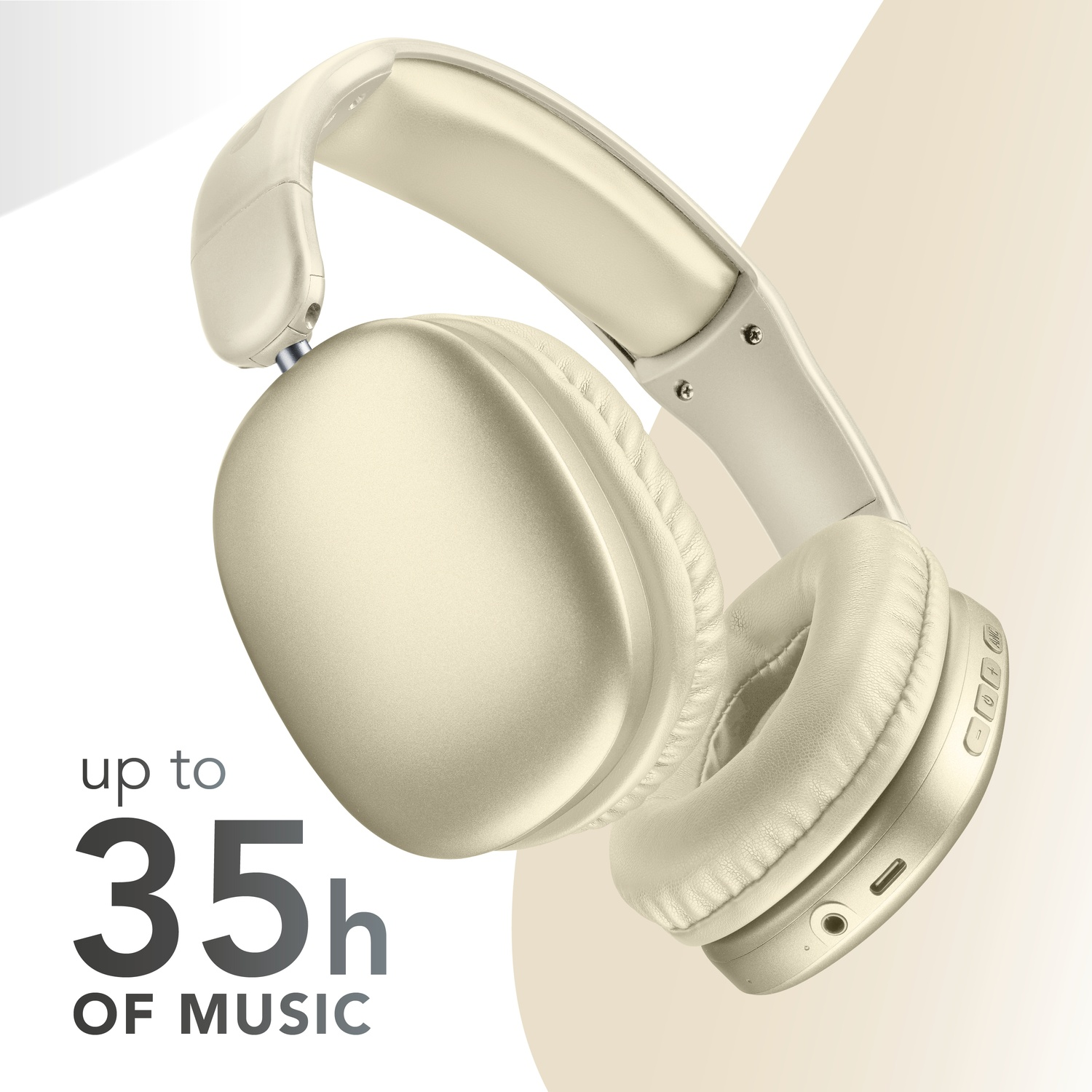 Cuffie dorate con fino a 35 ore di riproduzione musicale.