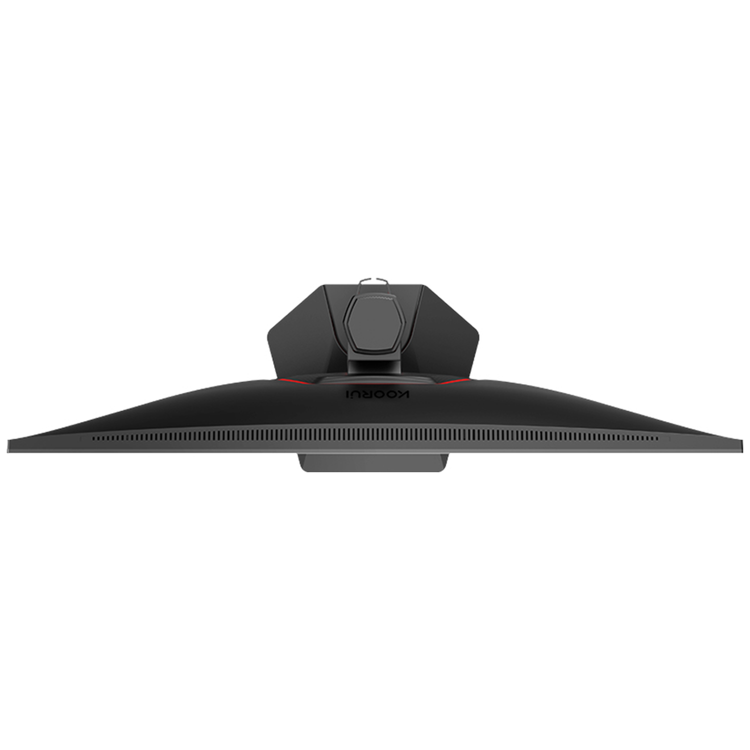 Black monitor from above, showing red accent and vents.