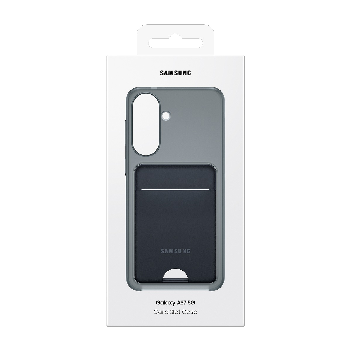 Samsung Galaxy A37 5G Card Slot Case için gri ve koyu gri ambalaj.