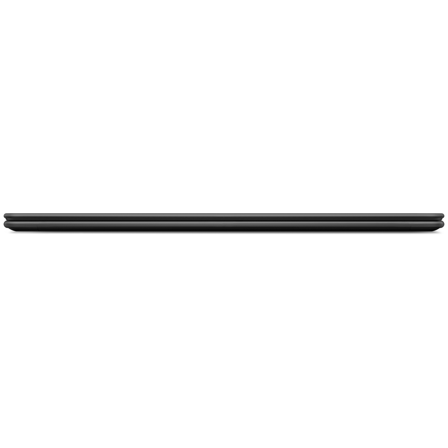 A closed black laptop profile on a white background.