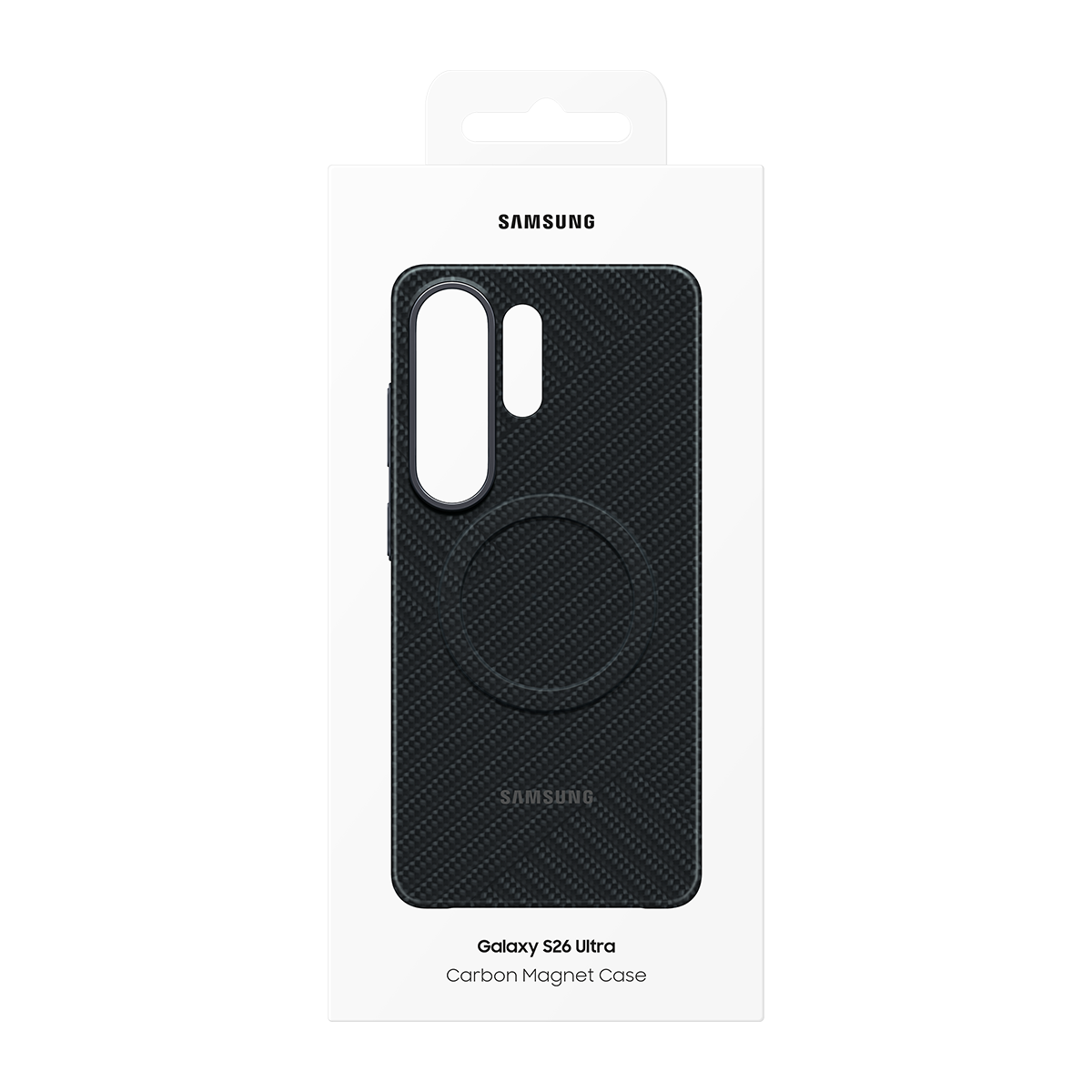 Verpackung mit schwarzer Samsung Galaxy S26 Ultra Carbon Magnet Hülle.