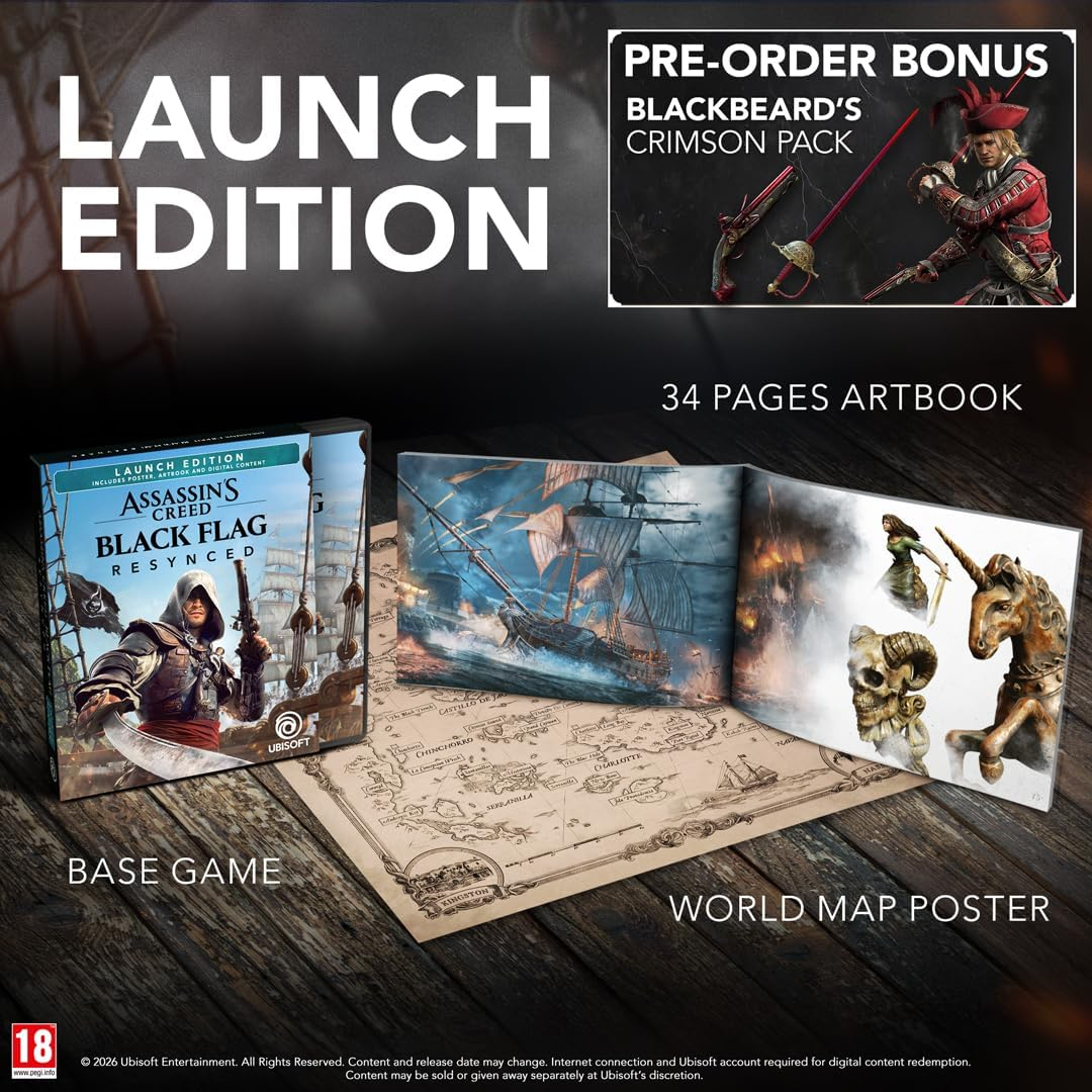 Assassin's Creed Black Flag Launch Edition: Basisspiel, Artbook, Weltkarte und Vorbestellerbonus.