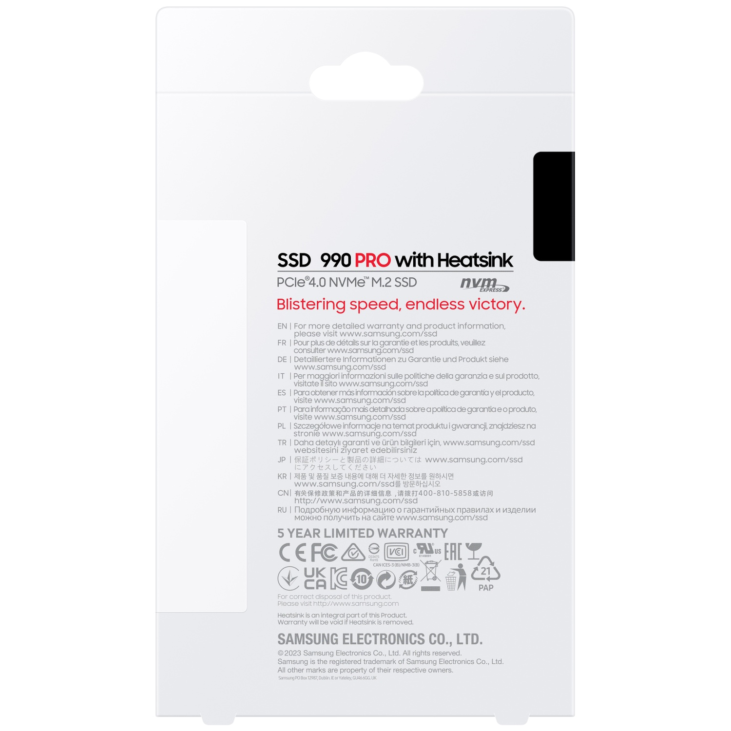 Samsung SSD 990 PRO with Heatsink, PCIe 4.0 NVMe M.2. 5 Year Warranty.