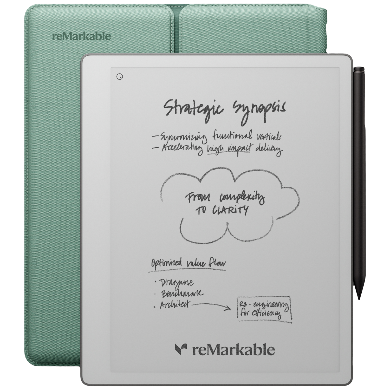 Remarkable Paper Pure - Tablet Met Marker Plus En Sleeve Folio In Nevelgroen 10.3 Inch 32 Gb Digitaal Notitieblok Gray