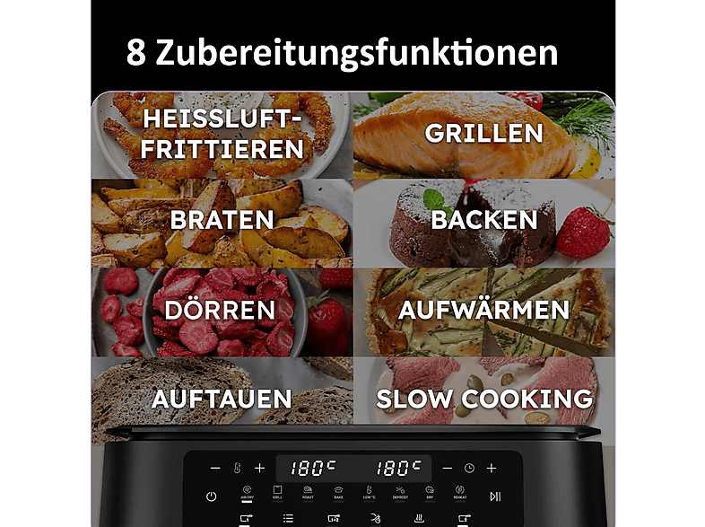 Haier HAF3AD 011 I-Master Series 3 Dual Basket Doppel-Heißluftfritteuse 11 l + 5,5 l, 3000 Watt, Schwarz — Foto 3 von 5