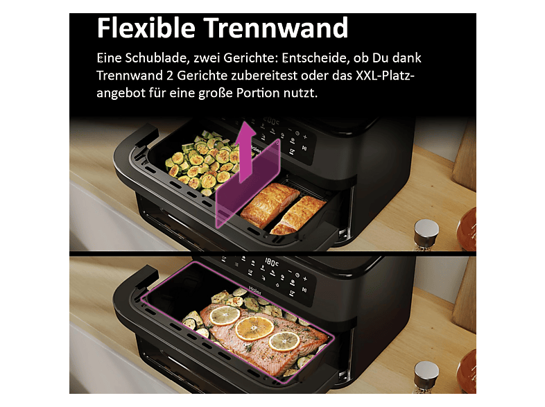 Haier HAF3ADW 011 I-Master Series 3 Flex Basket Heißluftfritteuse 11 l, 1500 Watt, Schwarz — Foto 2 von 5