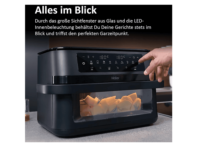 Haier HAF3ADW 011 I-Master Series 3 Flex Basket Heißluftfritteuse 11 l, 1500 Watt, Schwarz — Foto 3 von 5