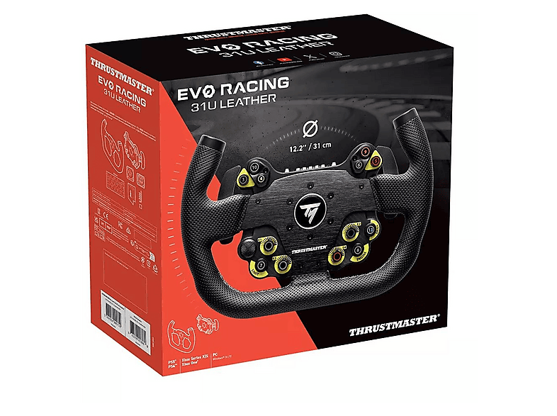 Volante - Thrustmaster EVO RACING 31U LEATHER, Negro y Amarillo – imagen 2
