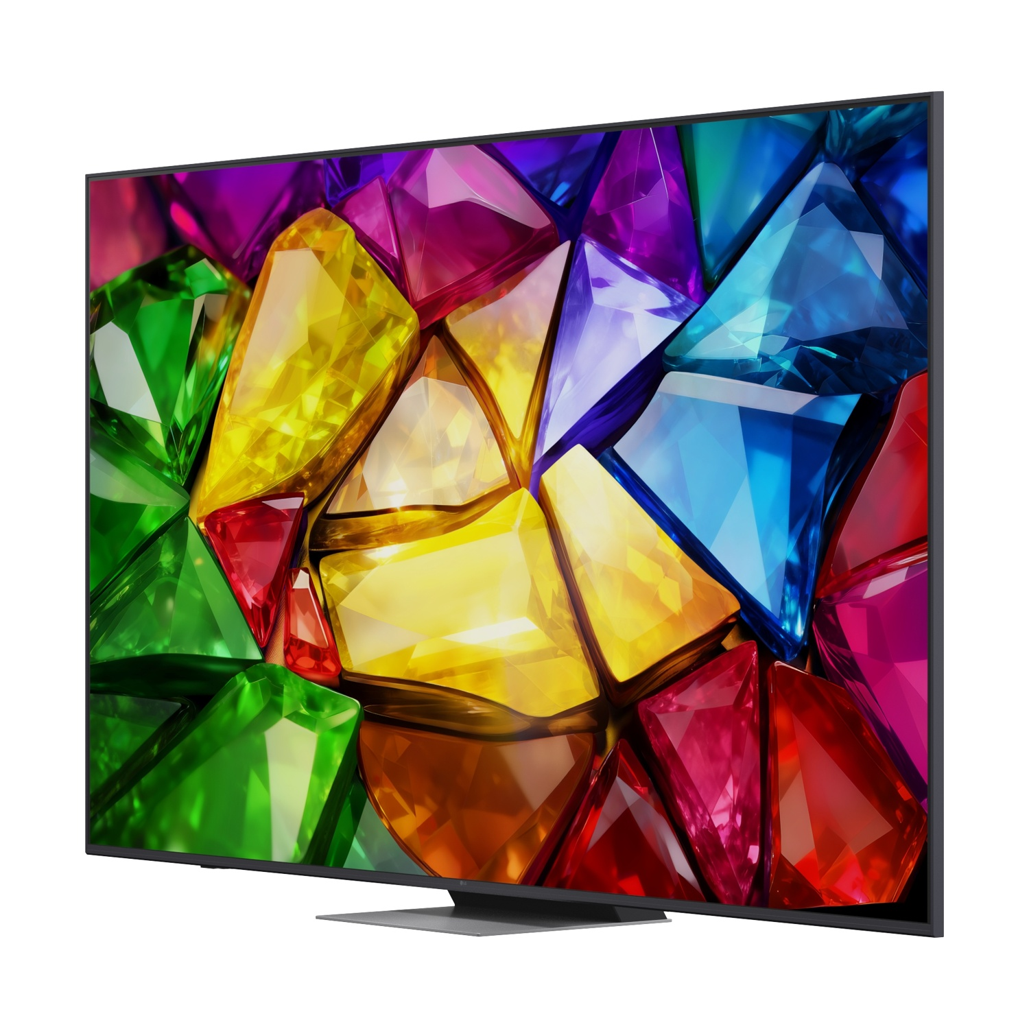 Una TV moderna con un vibrante motivo di gemme sullo schermo.