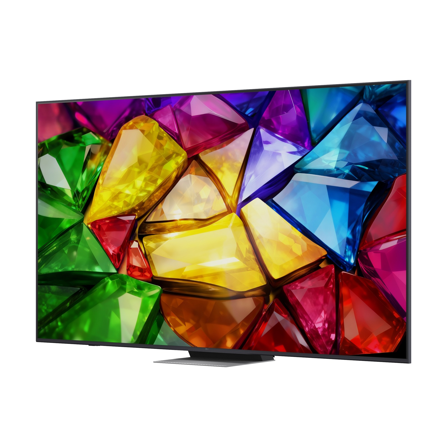 Un televisore moderno mostra un mosaico colorato di gemme.
