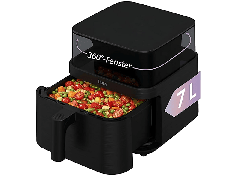 Haier HAF3AFW 011 I-Master Series 3 360° Heißluftfritteuse 7 l, 1600 Watt, Schwarz