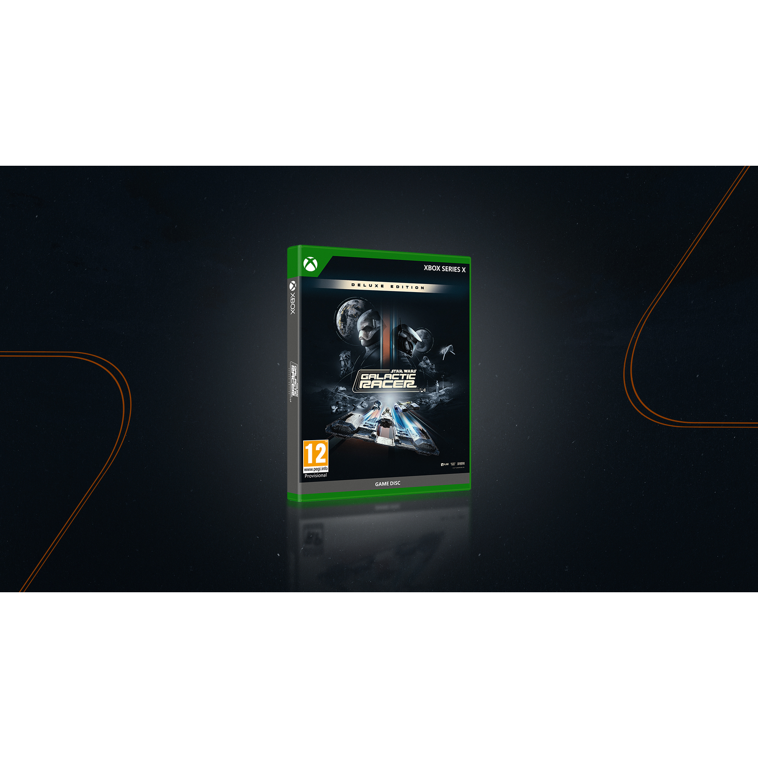 Star Wars Galactic Racer Deluxe Edition Xbox Series X game case. Bevat ruimtevaartuigen en personages.