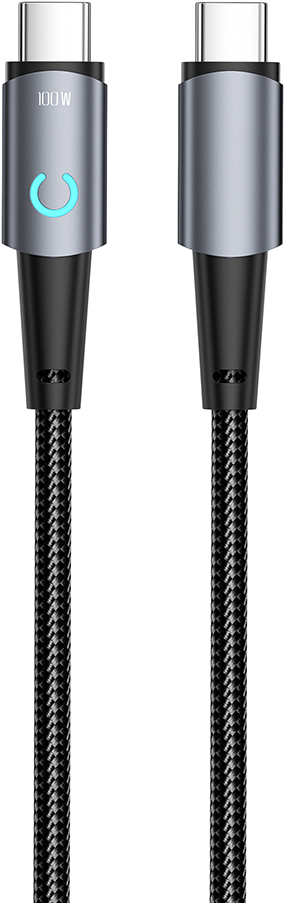CELLECT Szövet adatkábel, Type-C to Type-C, 100W, 2m, fekete (MDCU-TYPEC2-100WS-BK)