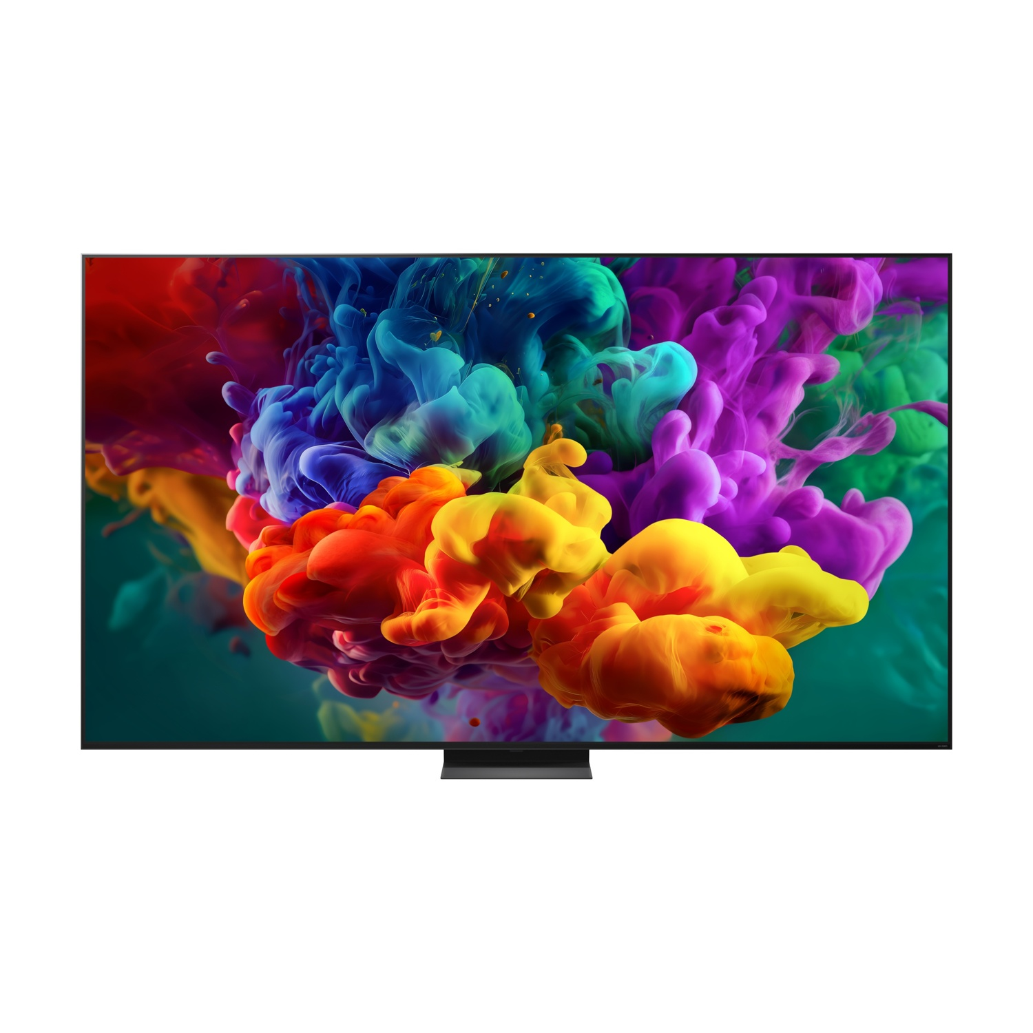 TV moderno mostra vivaci esplosioni di inchiostro rosso, arancione, blu e viola.