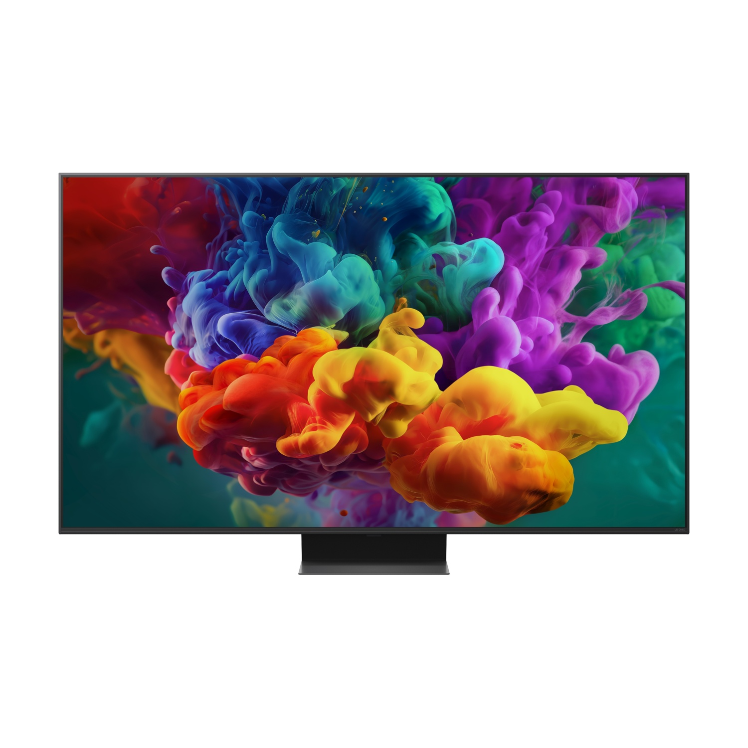 Una TV moderna mostra vivaci esplosioni di inchiostro colorato sullo schermo.