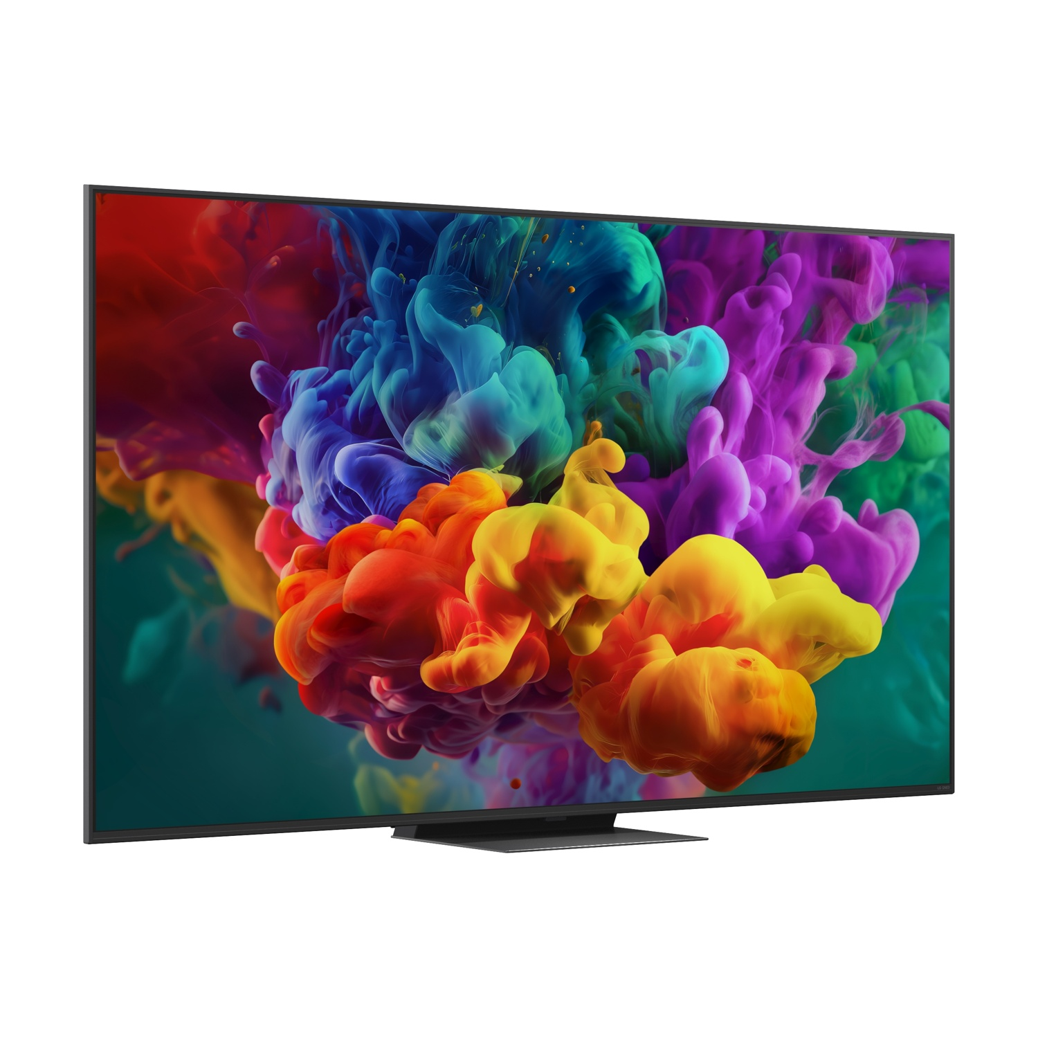 Una TV moderna mostra nuvole di inchiostro vibranti e colorate in motivi astratti.