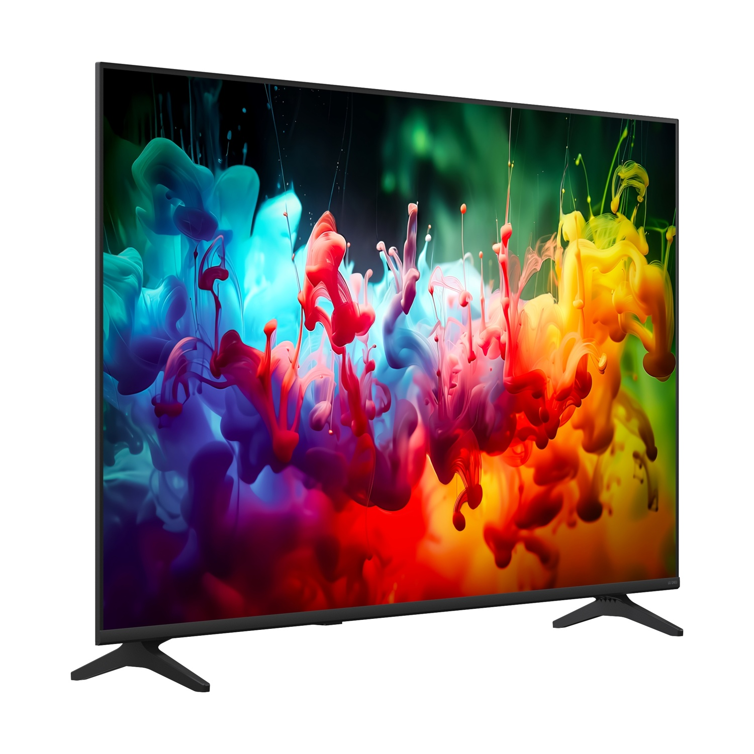Un televisore nero con un'immagine vibrante di colori che si diffondono.