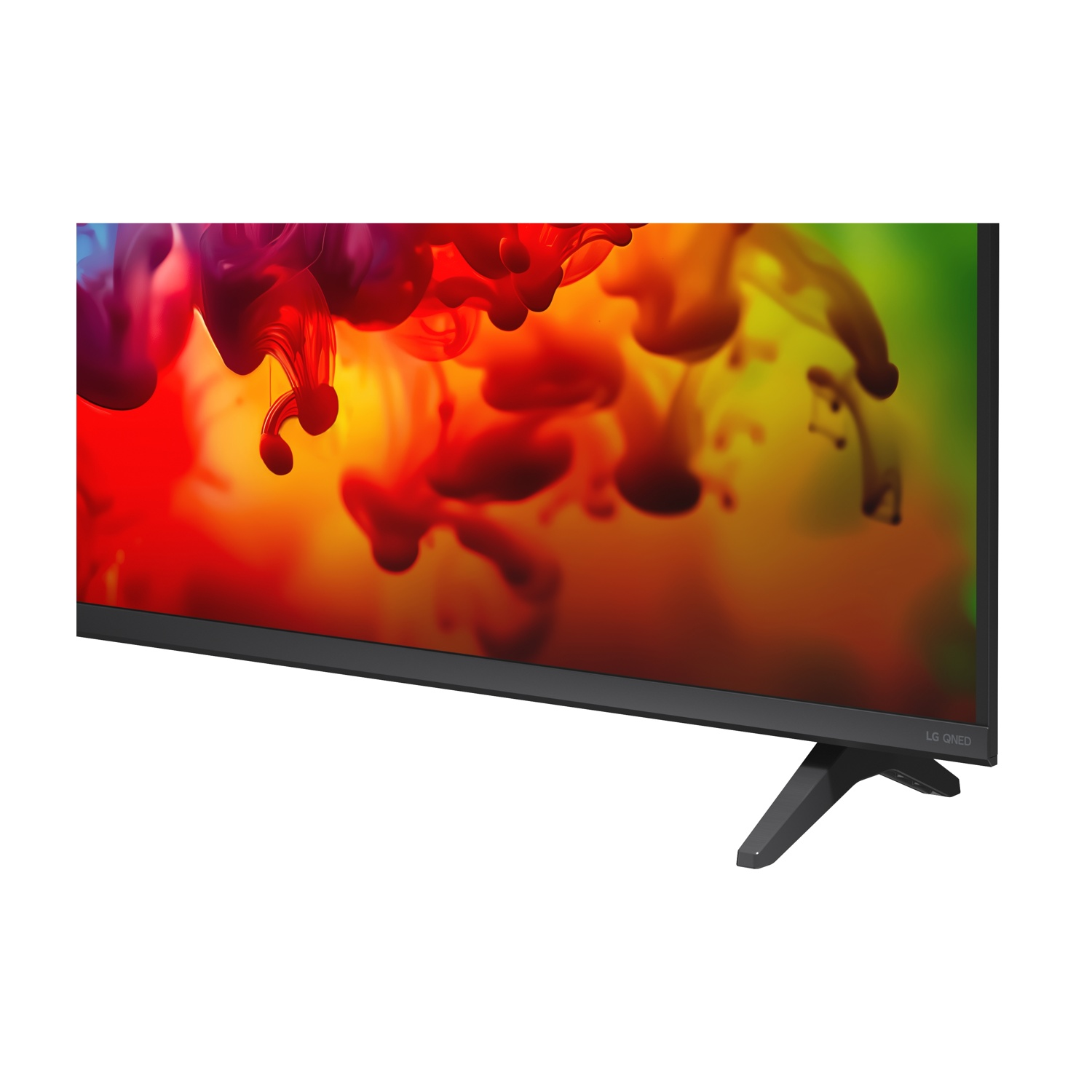 Una TV LG QNED con colori vivaci e motivo astratto.