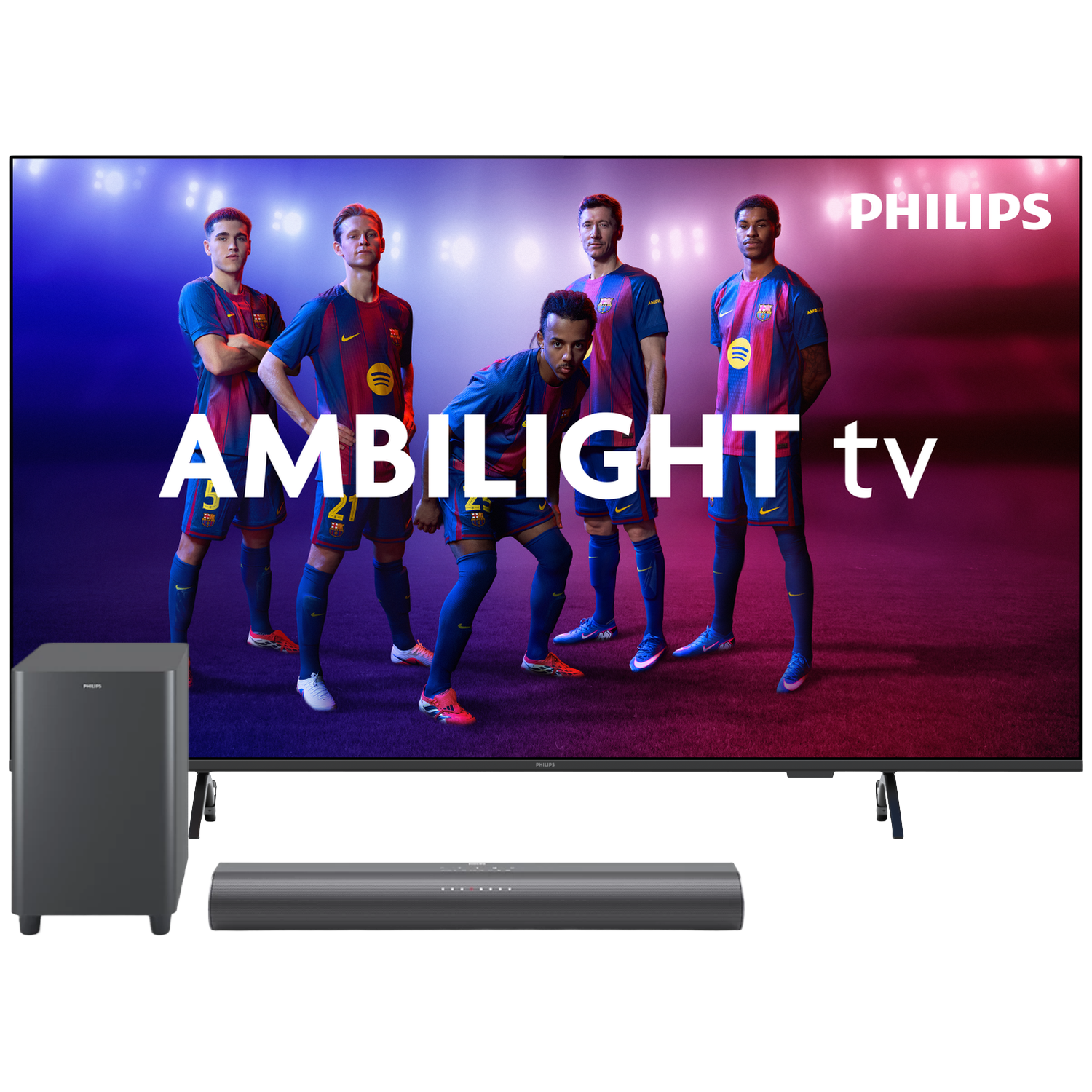Philips 65pus8000 4k Uhd Led Ambilight Tv 65" (2025) + Tab6100 Soundbar Met Wireless Subwoofer Tv-bundel
