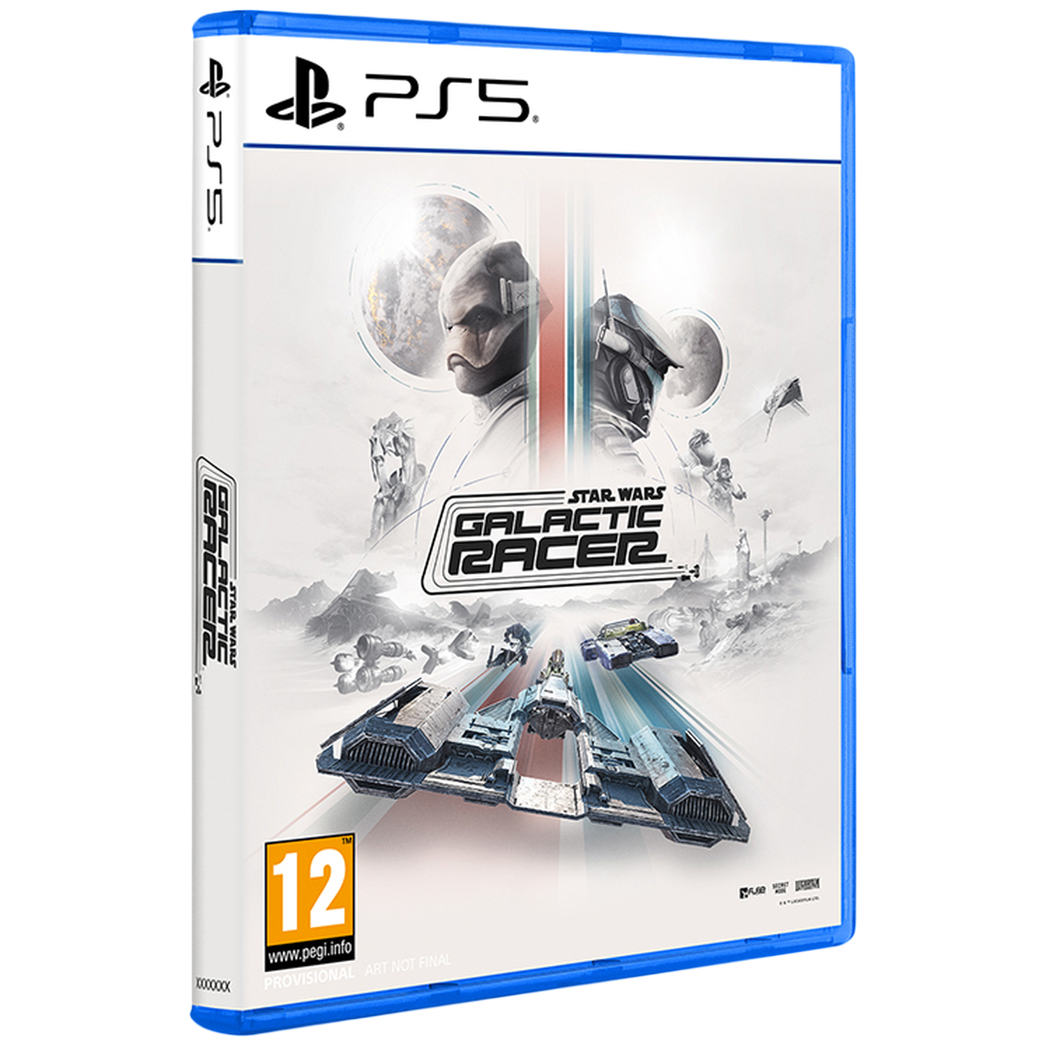 Boîte de jeu PS5 Star Wars Galactic Racers, montrant des vaisseaux et des personnages.