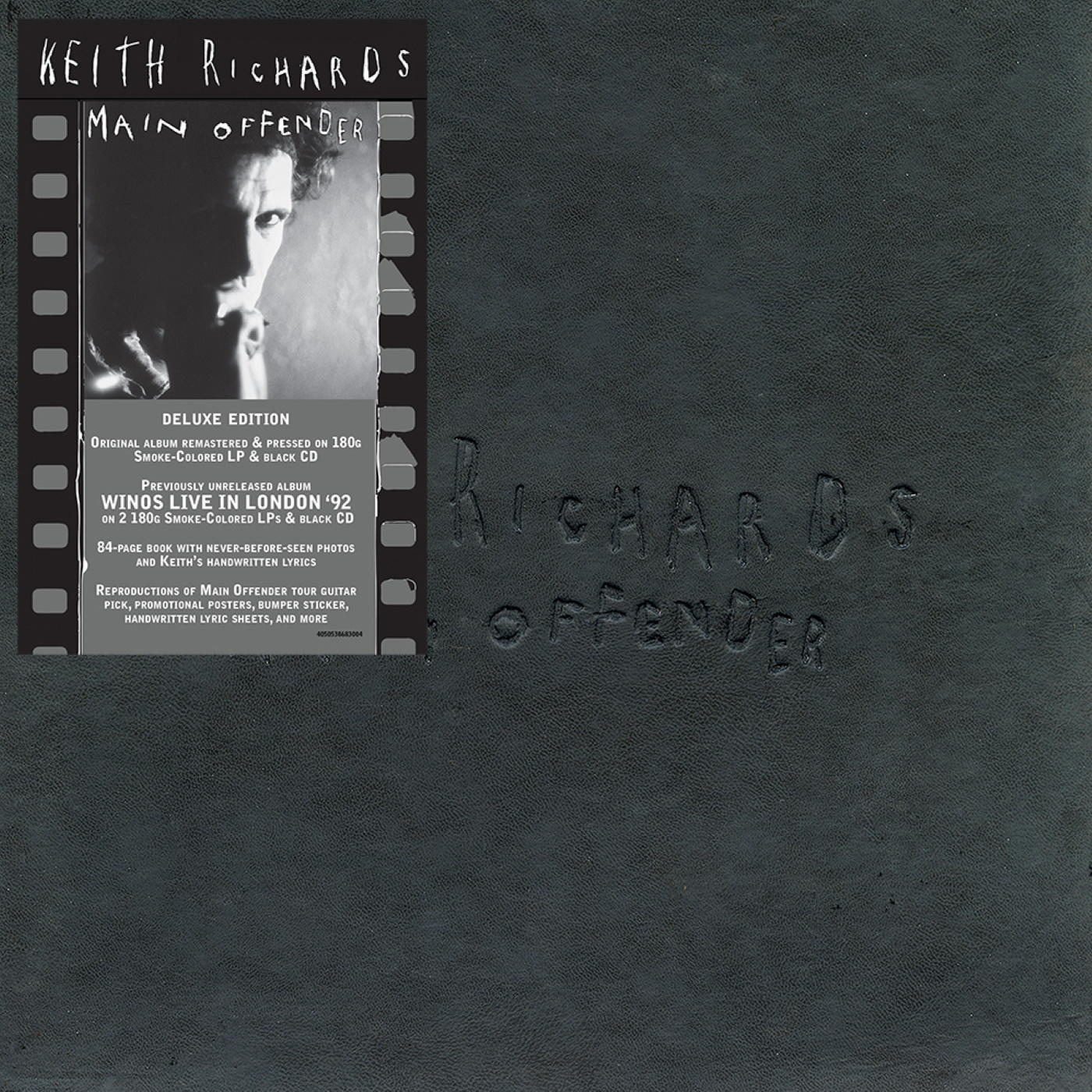 Keith Richards Main Offender deluxe kiadású album borító szöveges részletekkel.