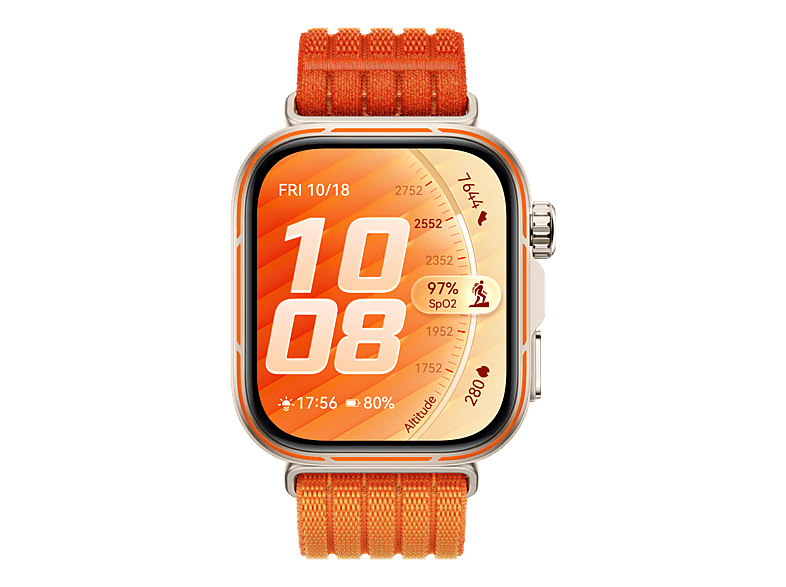 HUAWEI WATCH FIT 5 Pro Smartwatch Vorderes Gehäuse: Aluminiumlegierung, Lünette: Titanlegierung, Hintere Abdeckung: Polymerfaserverbundstoffe Nylon, 130 - 210 mm, Orange
