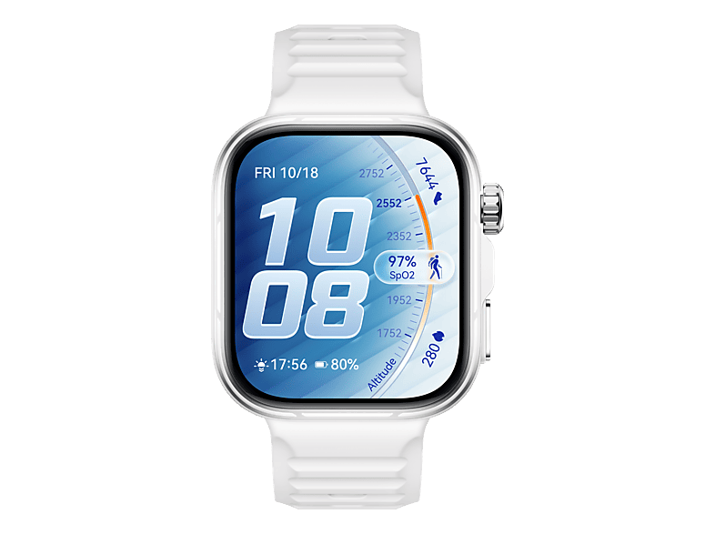 HUAWEI WATCH FIT 5 Pro Smartwatch Vorderes Gehäuse: Aluminiumlegierung, Lünette: Titanlegierung, Hintere Abdeckung: Polymerfaserverbundstoffe Fluorelastomer, 130 - 210 mm, Weiss