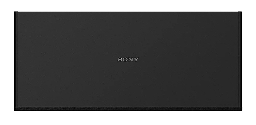 Czarny sprzęt Sony z gładkim panelem przednim.