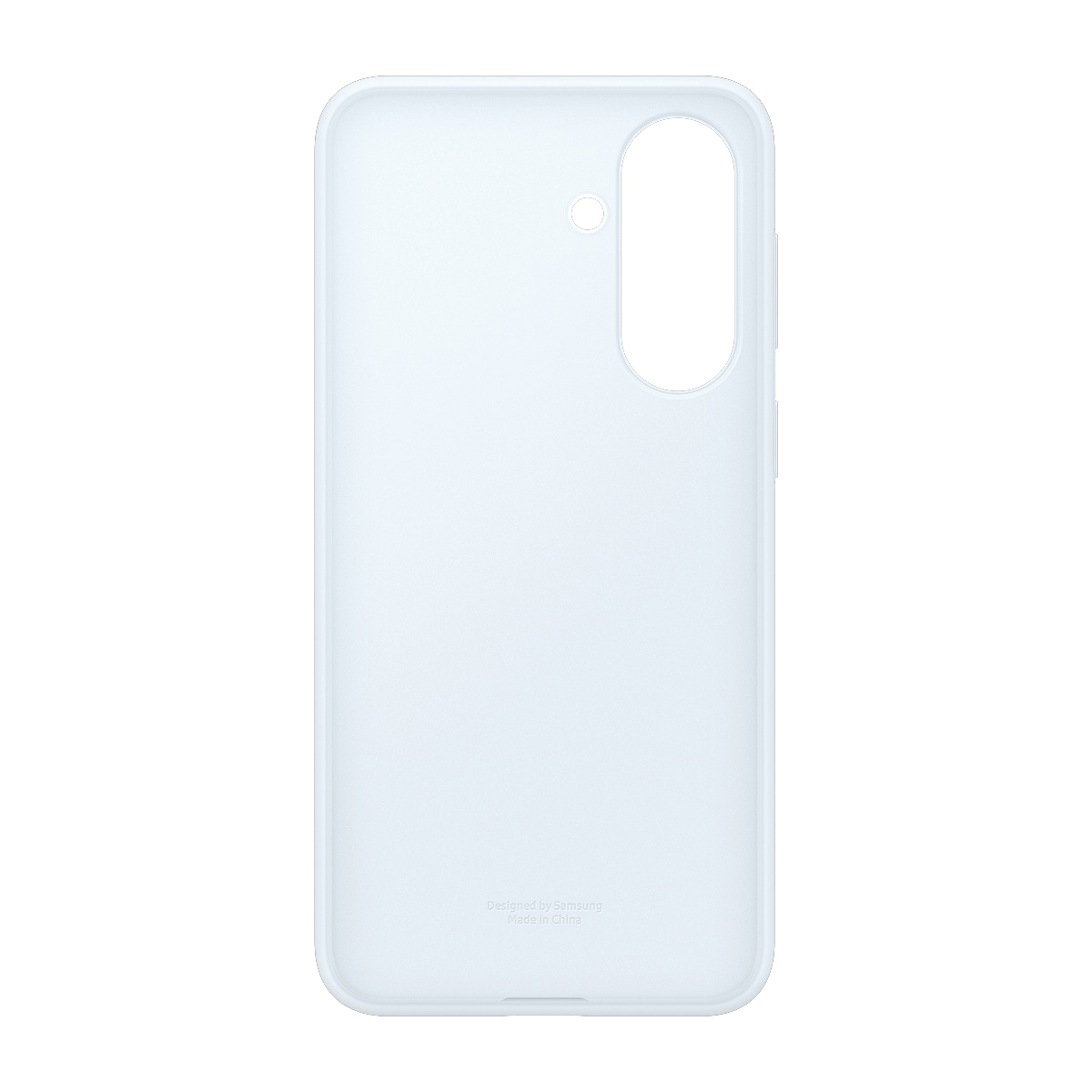 Kamera kesimli açık mavi telefon kılıfı.